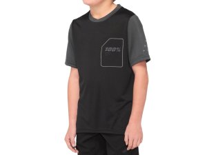 100% Ridecamp Youth Short Sleeve Jersey   XL Black/Charcoal